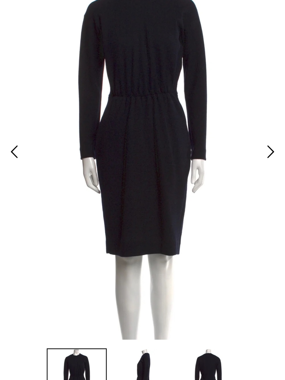 Black Long-Sleeve Wool Dress unlined w pockets Donna Karan sz 4 VGUC